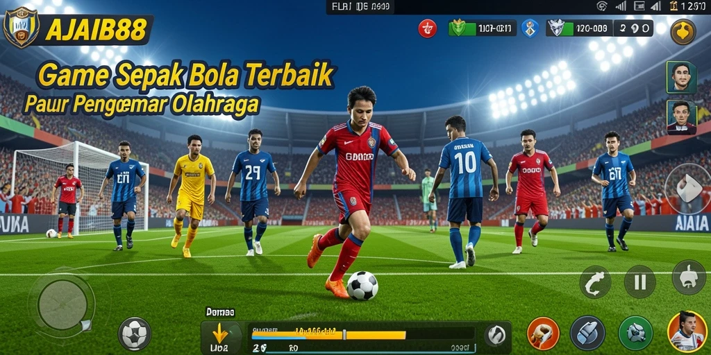 Screenshot utama AJAIB88 menampilkan aksi seru dalam pertandingan sepak bola.