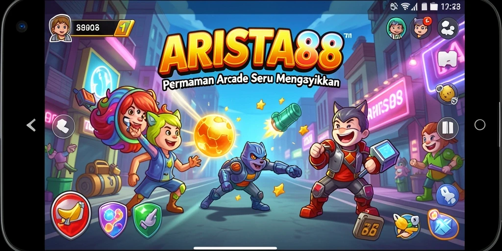 Tangkapan layar ARISTA88 menunjukkan gameplay arcade yang seru dan menarik.