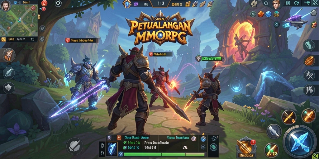 Screenshot utama C0077 menampilkan aksi pertempuran epik di dunia MMORPG.